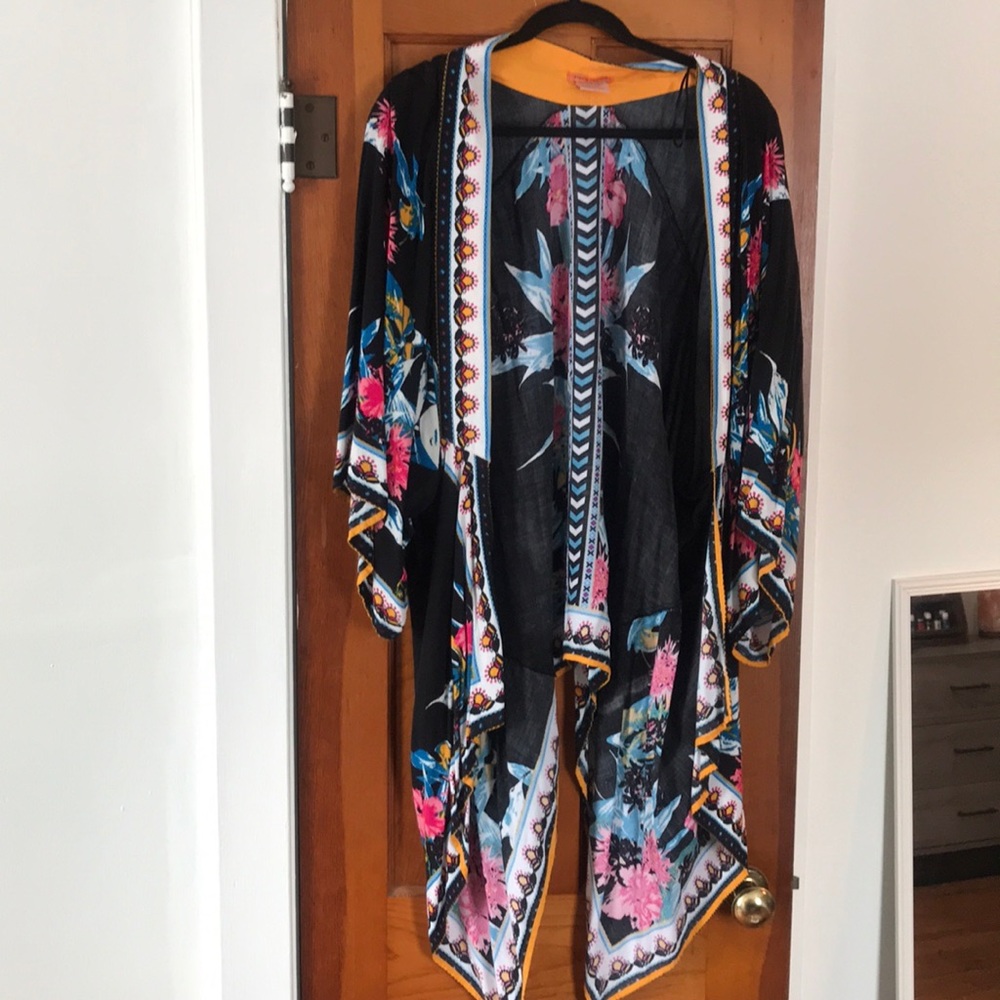Black and Floral Kimono